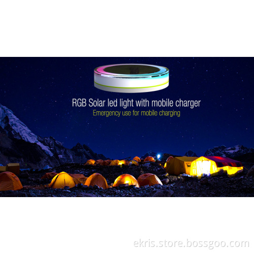 Solar camping light with mobile charger